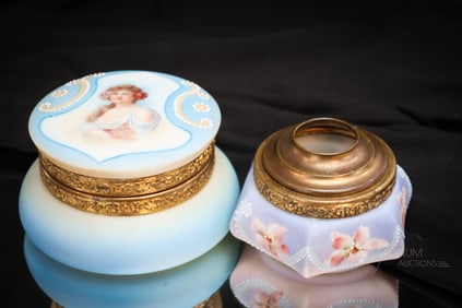 2 pc Lot Wavecrest Victorian Glass Nakara Portrait Box & More