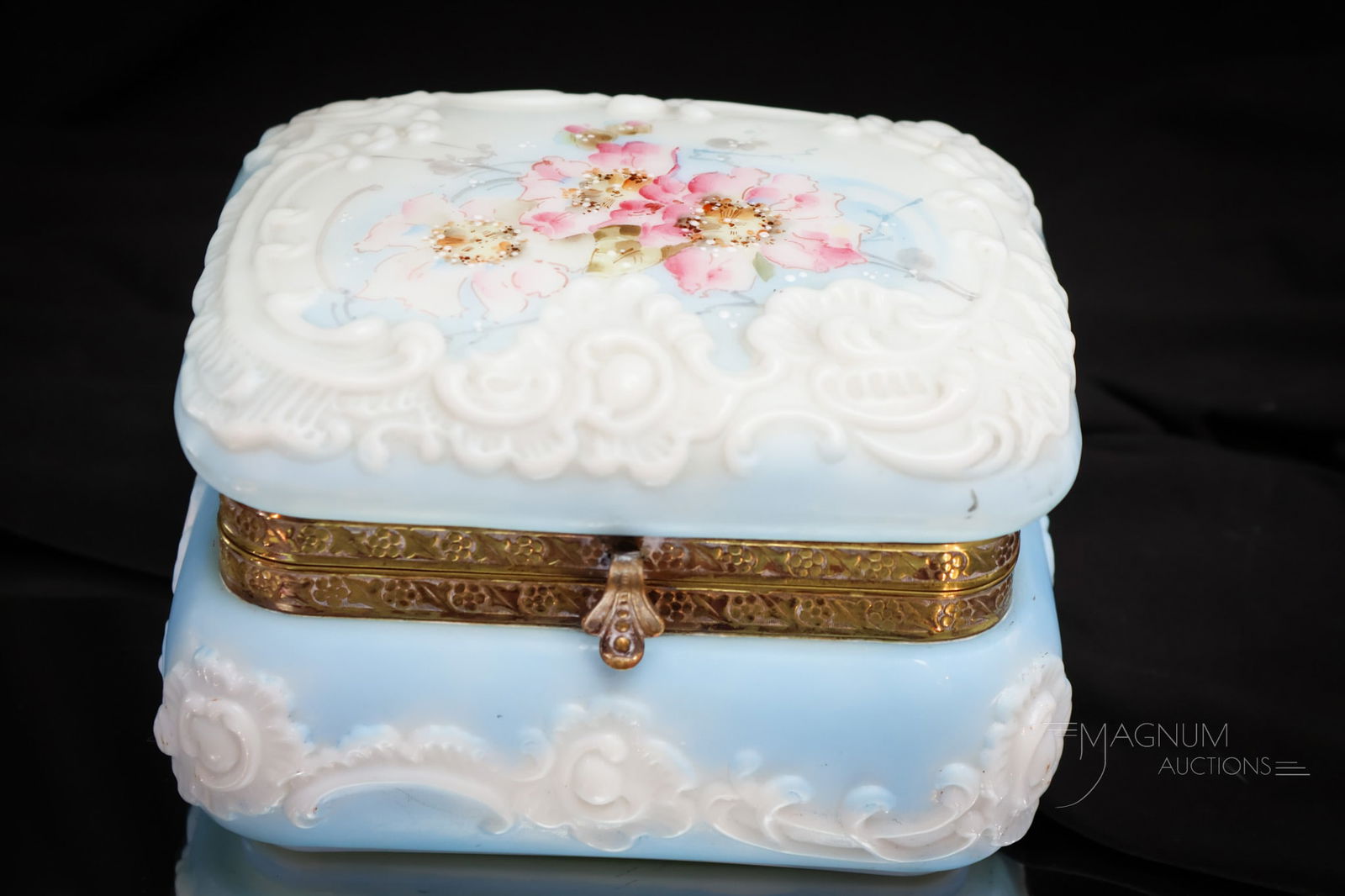 Wavecrest Victorian Glass Floral Dresser Jewelry Box (1 of 5)