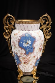 12" Wavecrest Victorian Glass & Ormulu Mantle vase