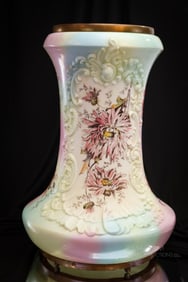 Exceptionally Rare 19" Wavecrest Victorian Glass Jardinere Pedestal