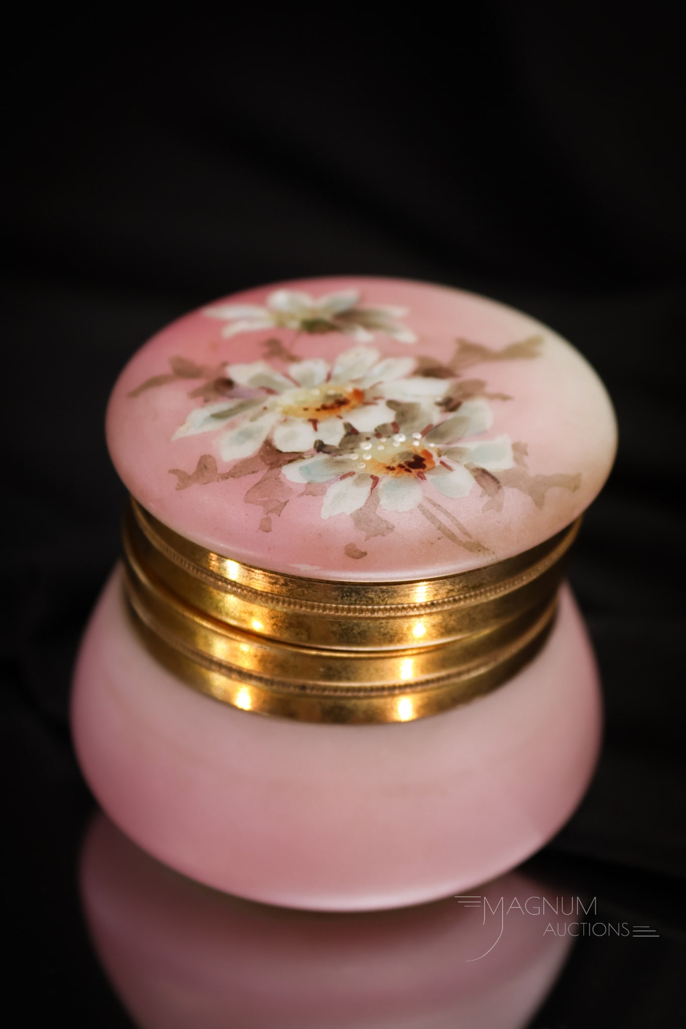 Signed Nakara Wavecrest Victorian Glass 2" Ring Box (1 of 5)