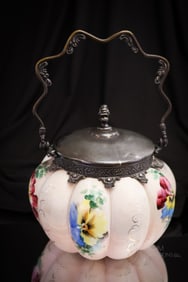 Victorian Mt. Washington Glass Pansy Biscuit Jar