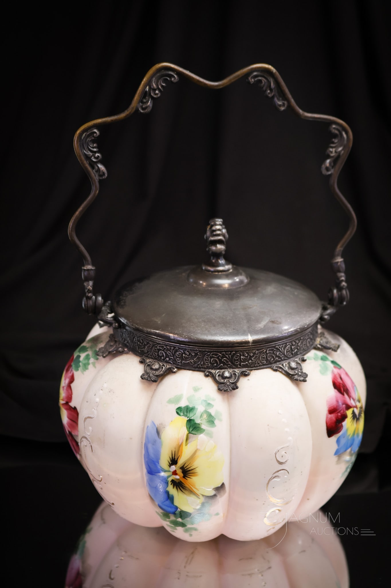 Victorian Mt. Washington Glass Pansy Biscuit Jar (1 of 5)