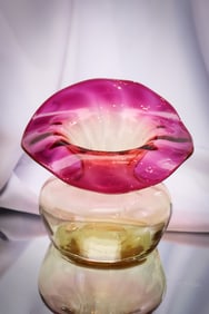 Signed Libbey Amberina Victorian Glass Vase