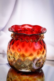 Mt. Washington Victorian Amberina Glass Vase