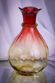 Mt. Washington Victorian Amberina Diamond Quilt Water Caraffe