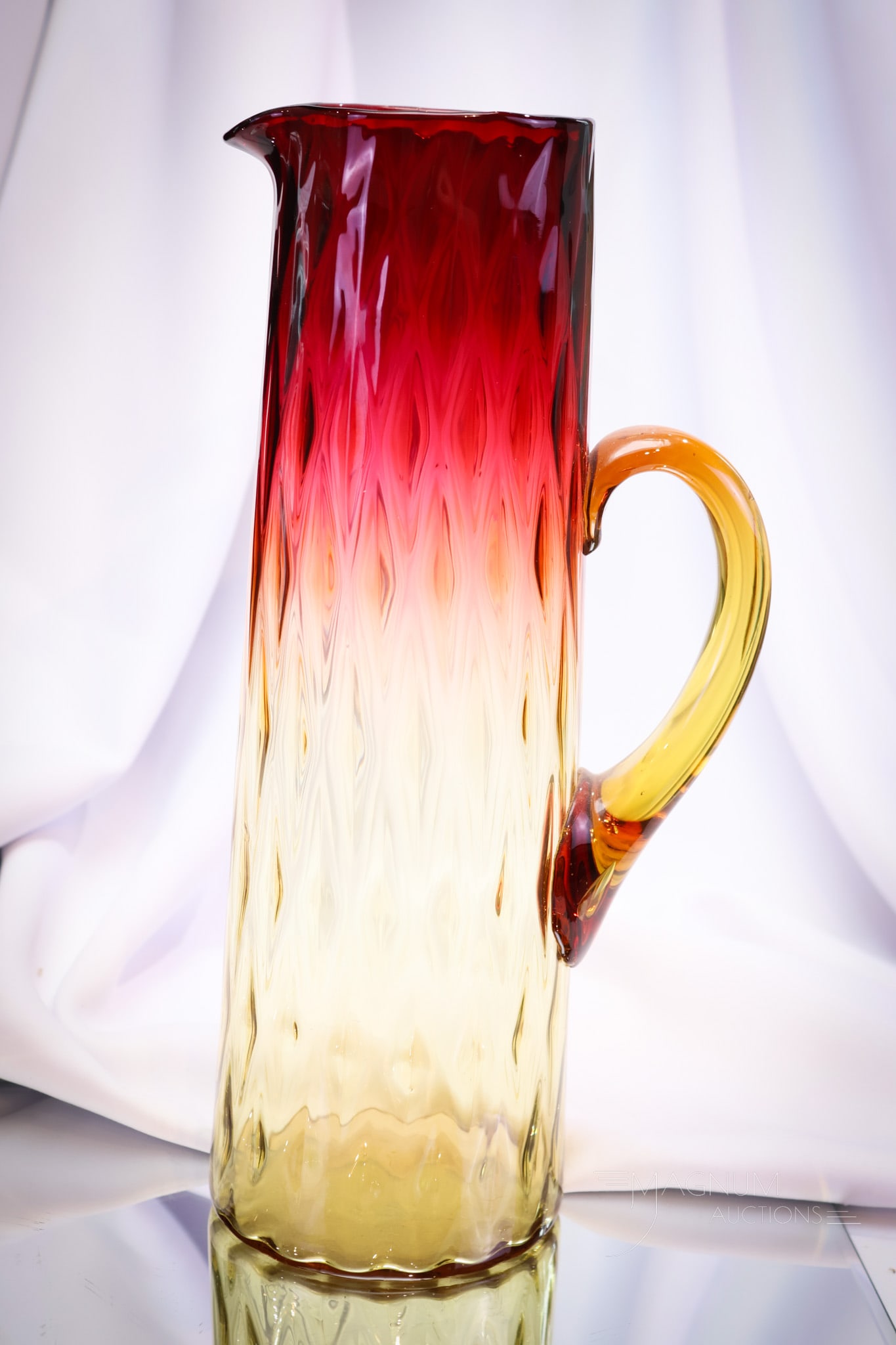 Rare 12" Mt. Washington Victorian Glass Diamond Quilt Champagne Tankard Pitcher (1 of 5)