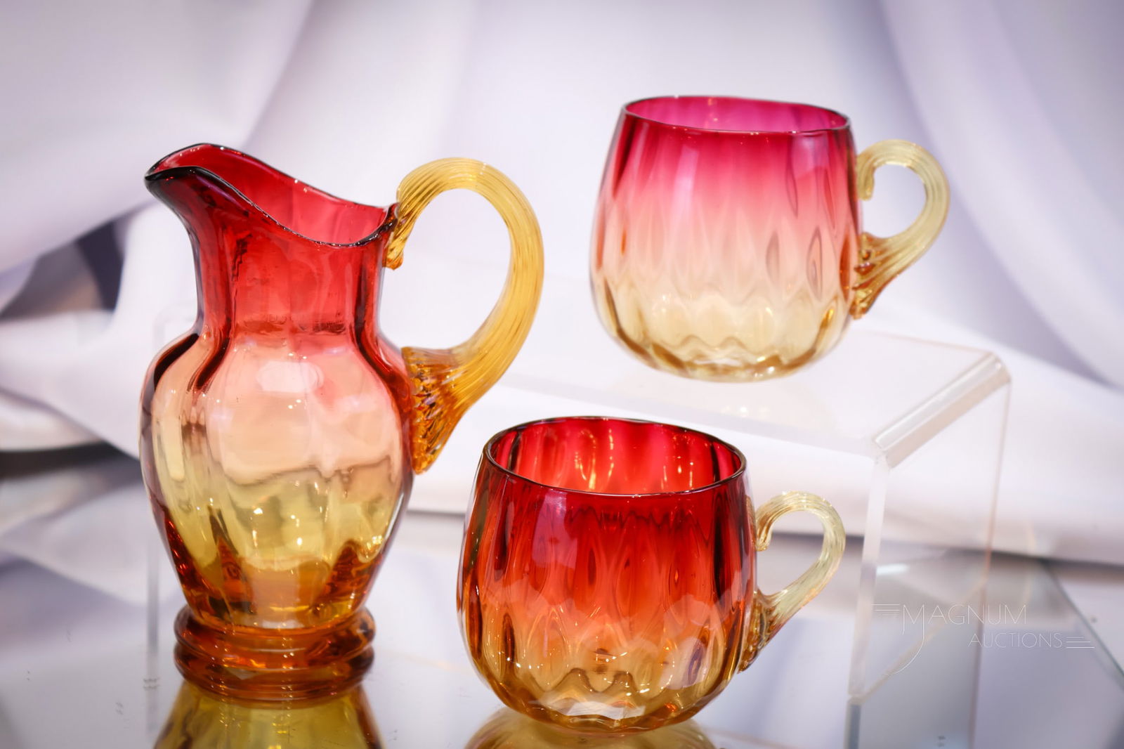 3 pc Lot Victorian Amberina Glass (1 of 7)