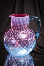 Rare Phoenix Bluerina Victorian Opalescent Coinspot Water Pitcher