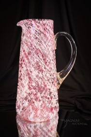 Cranberry Spatter Victorian Glass Northwood Tankard Pitcher