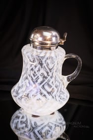 Very Rare Northwood 9-Panel Swastika Victorian Glass Syrup Pitcher