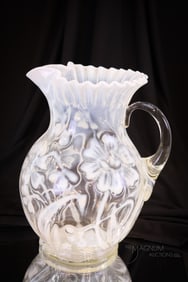 Northwood Opalescent Daffodils Victorian Glass Water Pitcher