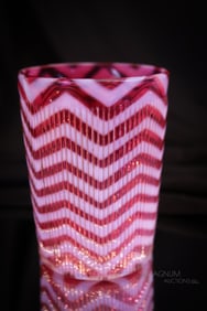 Northwood Cranberry Ribbed Herringbone Victorian Glass Tumbler