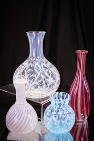4 pc Lot Rare & More Opalescent Victorian Glass