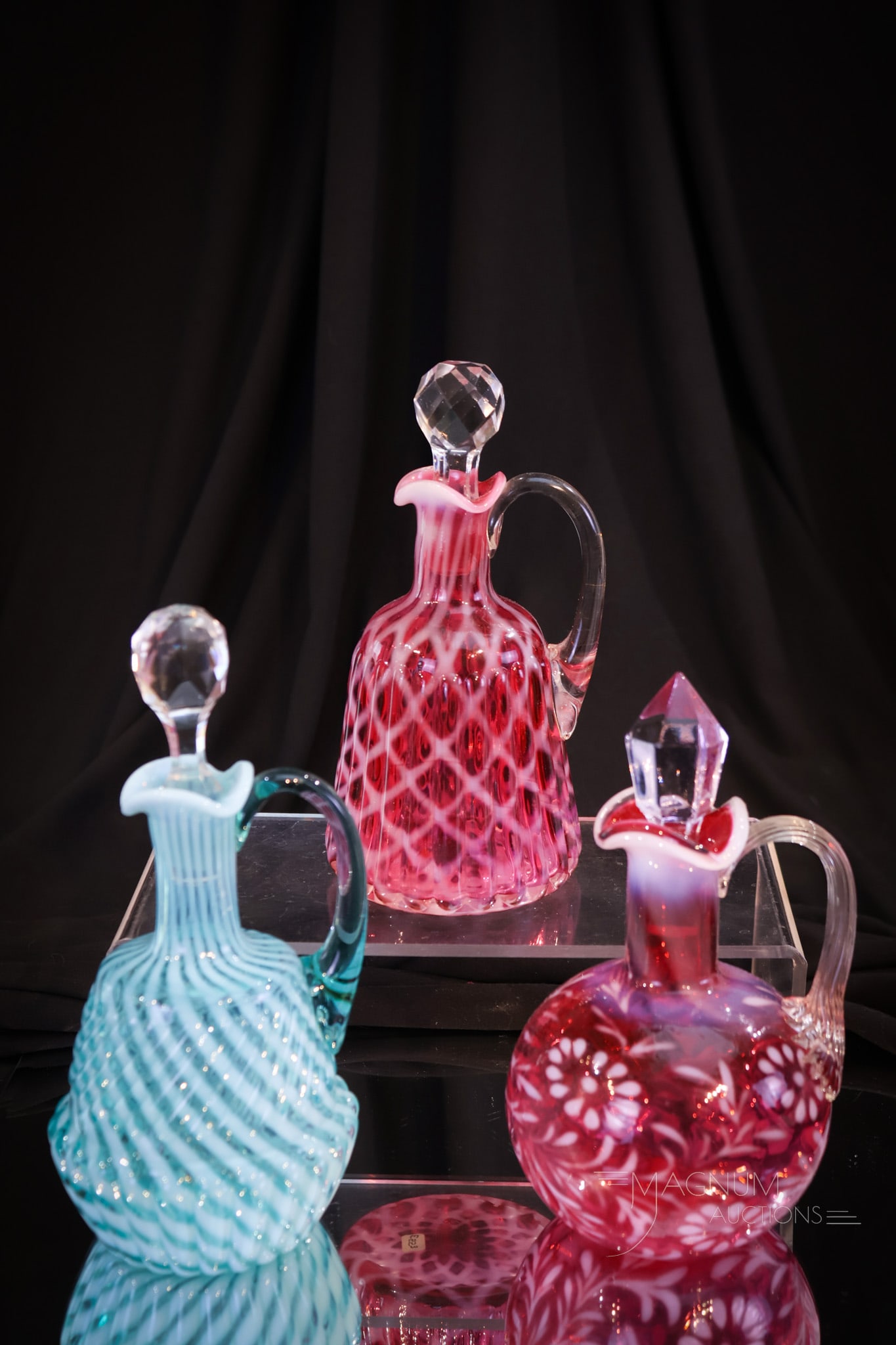 3 pc Lot Northwood Victorian Opalescent Glass Cruets (1 of 12)