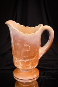 Greentown Chocolate Glass Squirrel Victorian Glass Pitcher
