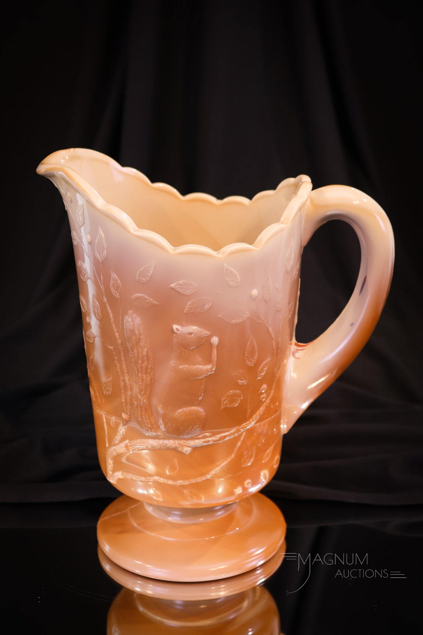 Greentown Chocolate Glass Squirrel Victorian Glass Pitcher (1 of 5)