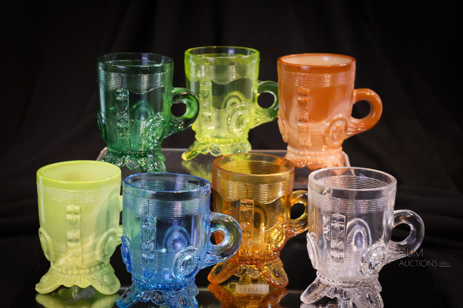 7 pc Lot Greentown Dewey Victorian Glass Miniature Mugs (1 of 6)