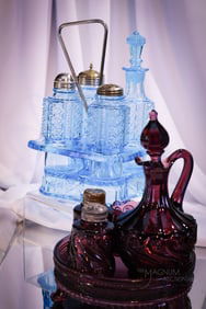 2 pc Lot EAPG Victorian Glass Condiment Sets S-Repeat & More
