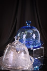 2 Victorian EAPG Actress Glass Cheese Dishes