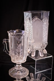 2 pc Lot Victorian Glass EAPG Classic & More Celery Vases