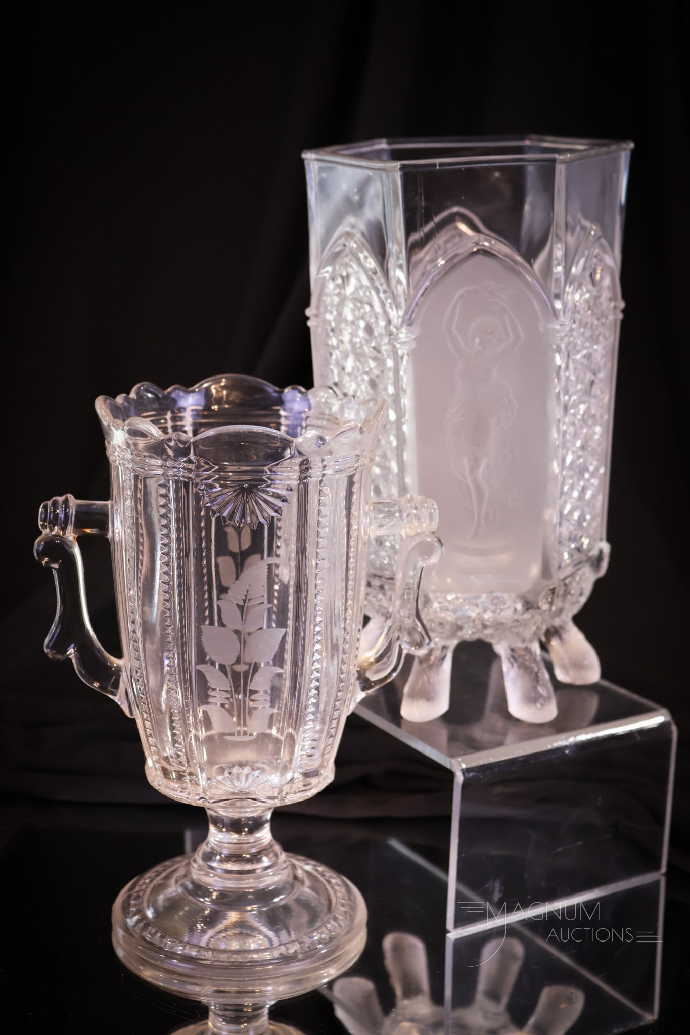 2 pc Lot Victorian Glass EAPG Classic & More Celery Vases (1 of 8)