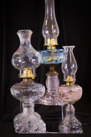 3 pc Lot Victorian EAPG Oil Stand Lamps