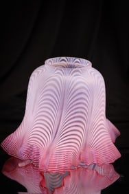 Cranberry Nailsea Victorian Art Glass Oil Lamp Shade