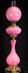 Fostoria Consolidated Glass Pink Cased Monarch Victorian 32" Oil Banquet Lamp