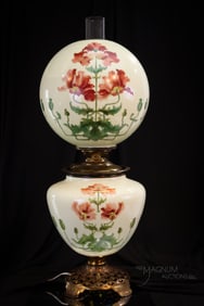 Custard Uranium Glass Victorian Gone with the Wind Parlor Oil Lamp