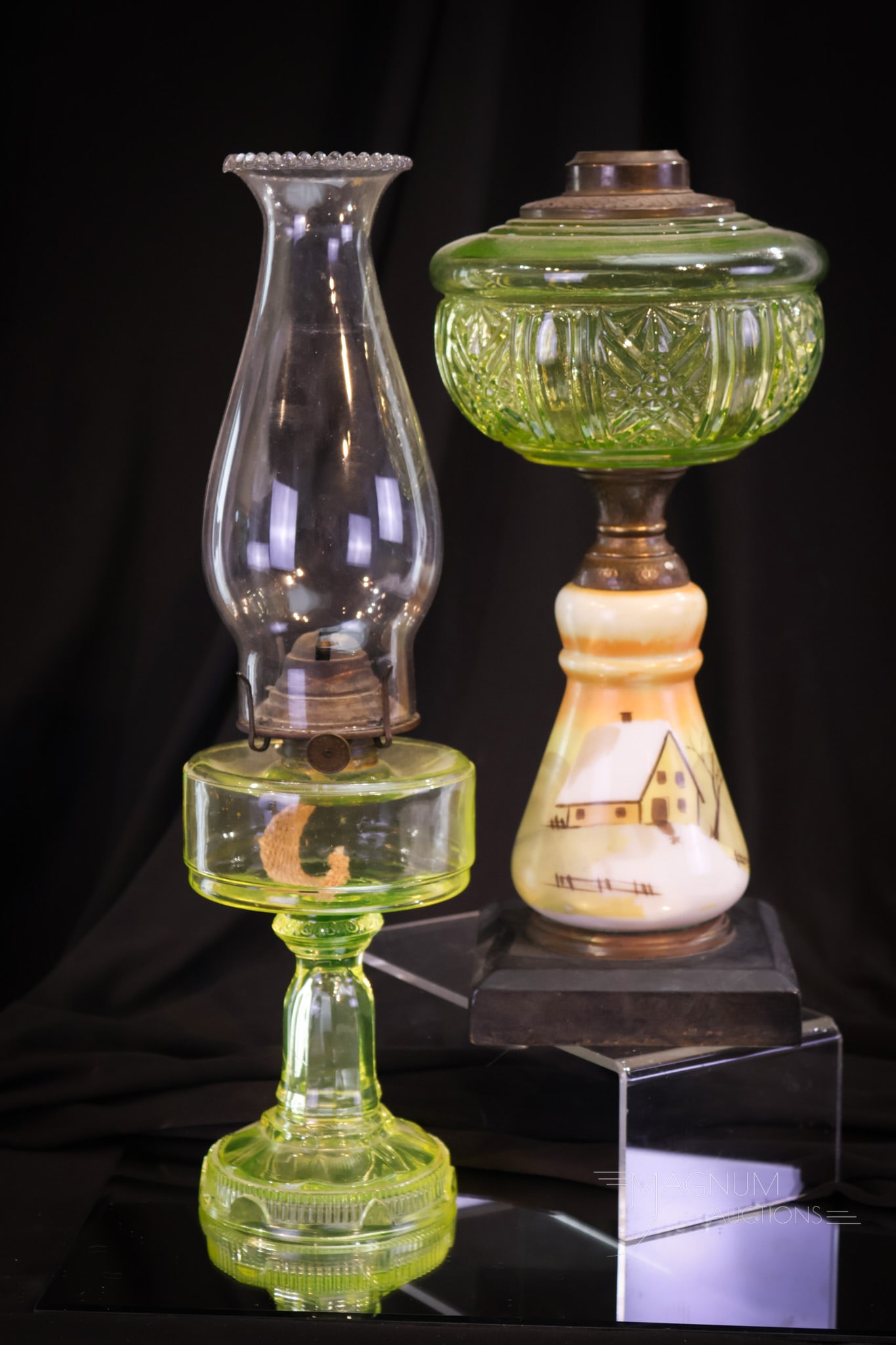 2 pc Lot Victorian EAPG Oil Lamps (1 of 12)