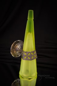 Vaseline Satin Tiffin Glass Car Vase