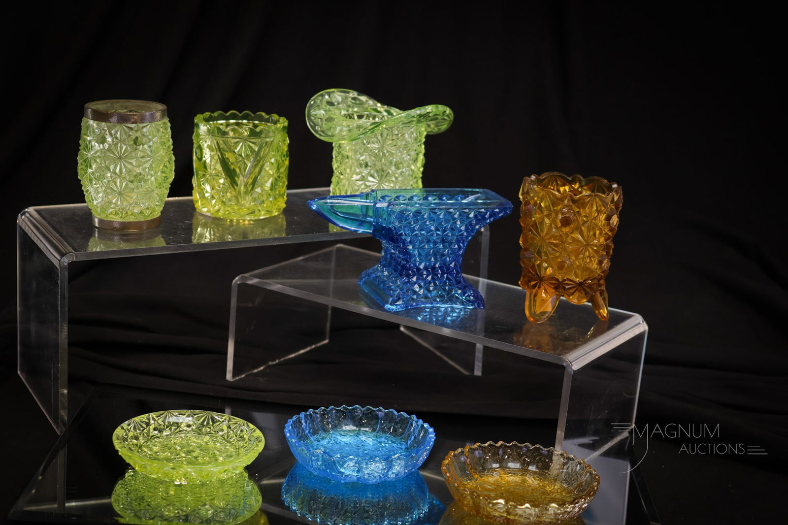 8 pc Lot Victorian EAPG Novelty Vaseline Uranium & More Glass (1 of 5)