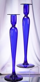 Pair Pairpoint 16" Cobalt Blue Glass Candlesticks