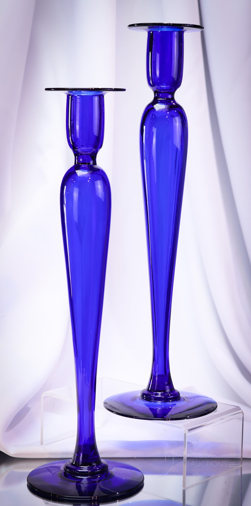 Pair Pairpoint 16" Cobalt Blue Glass Candlesticks (1 of 6)