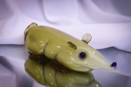 Murano Amber Art Glass Rat/Opossum 7 3/4" Figurine
