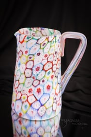 Italian Murano Millefiori Art Glass Milk Pitcher