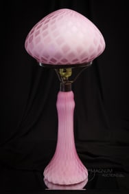 Italian 19" Murano Mother of Pearl Diamond Quilt Art Glass Table Lamp