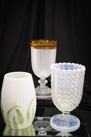 3 pc Lot Victorian Glass Celery Vases Libbey Duncan & More