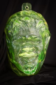 Rare Vaseline Fenton "Pan" Art Glass Mask