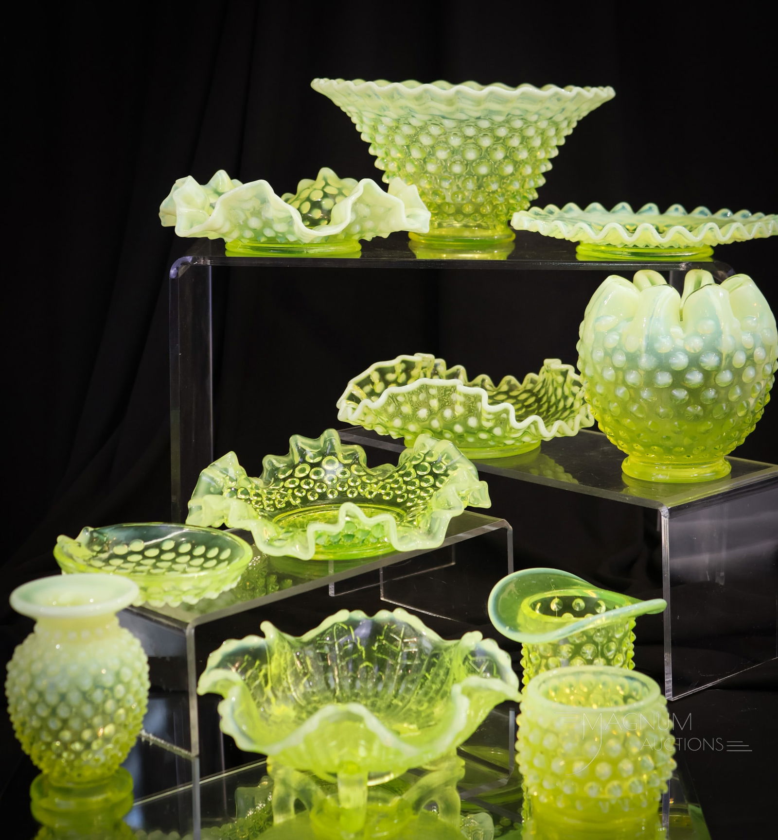 10 pc Lot Fenton Topaz Vaseline Opalescent Art Glass Heaven (1 of 7)