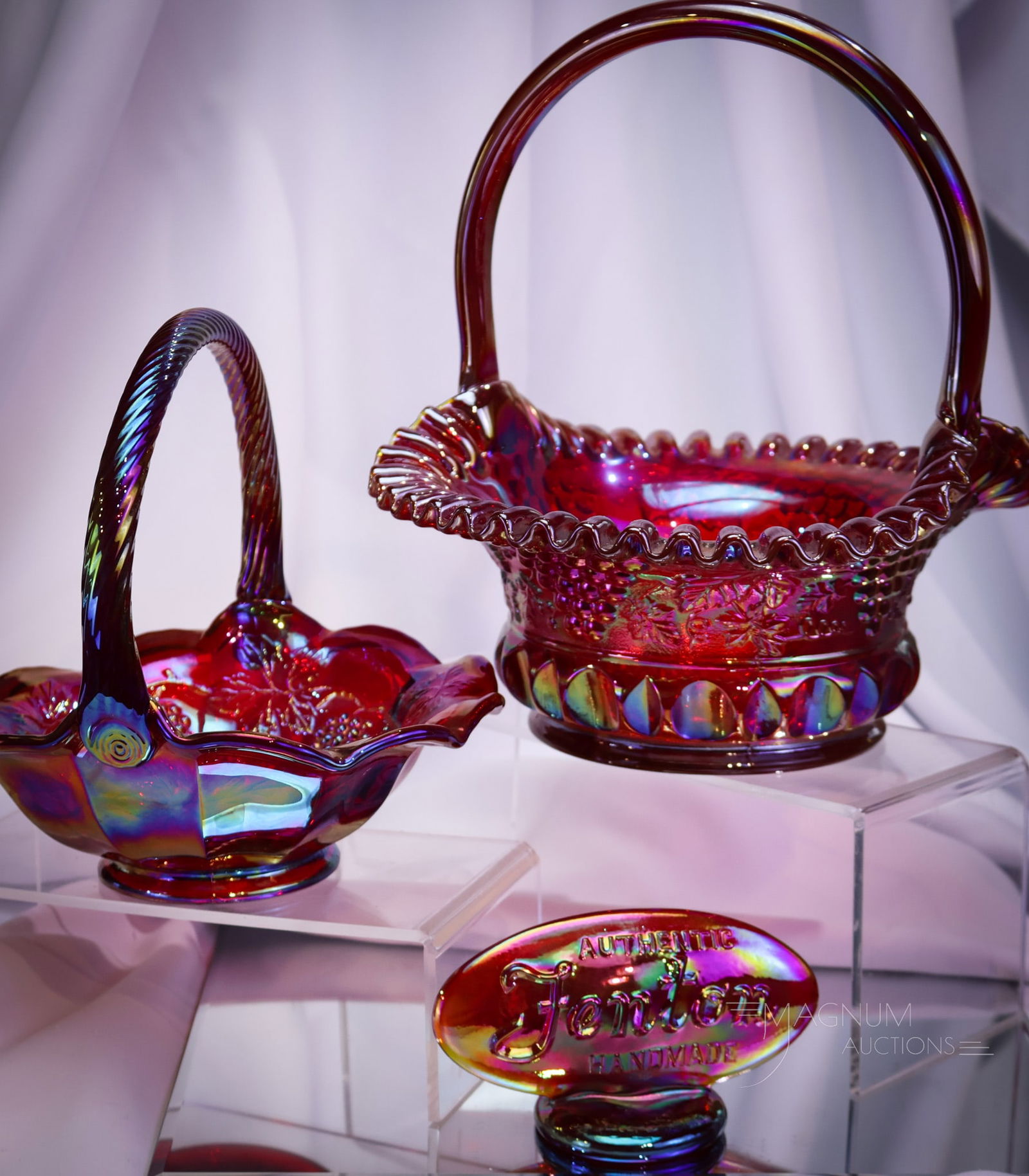 3 pc Lot Fenton Red Carnival Glass (1 of 13)