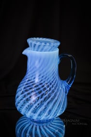 Fenton Art Glass Blue Opalescent Spiral Guest Set