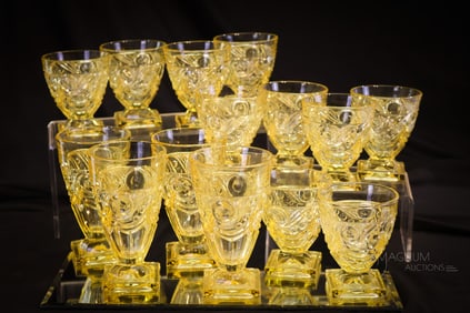 14 pc Lot Heisey Ipswich Sahara Glass Cocktails & Tumblers