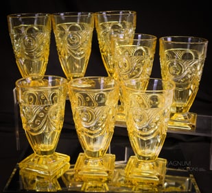 8 pc Lot Heisey Glass Ipswich Sahara Tea Tumblers