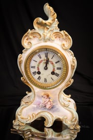 French Porcelain Cherubium J.E. Caldwell Clockworks, Philadelphia