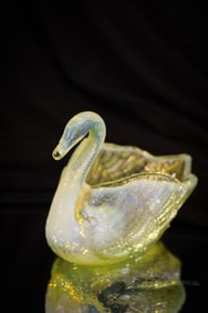 Burtles & Tate Vaseline Opalescent Victorian Glass Swan