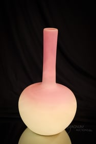 Mt. Washington 10" Victorian Uranium Burmese Glass Vase