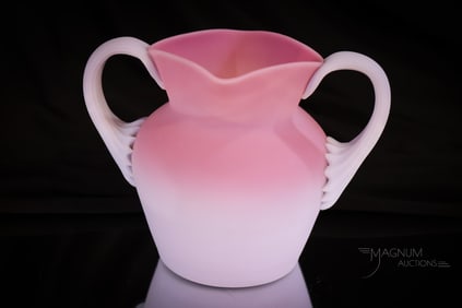 Rare Mt. Washington Peachblow Victorian Glass Double Handle Sugar