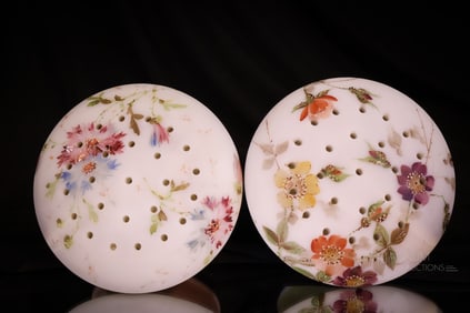 2 pc Lot Mt. Washington Victorian Glass Mushroom Sugar Shaker Flower Frog